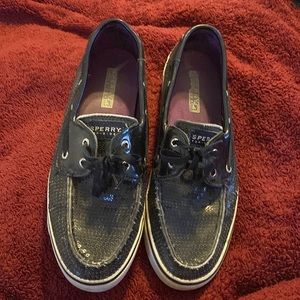 Black Sequin Sperrys